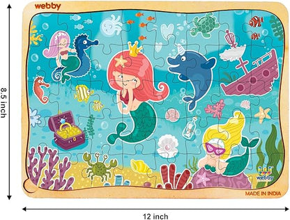 Webby Kids Underwater Animals Jigsaw Puzzle | 40 Pieces | Educational Wooden Puzzle for 3-6 Years | Enhances Concentration & Problem Solving Skills | Includes Wooden Tray for Easy Storage
