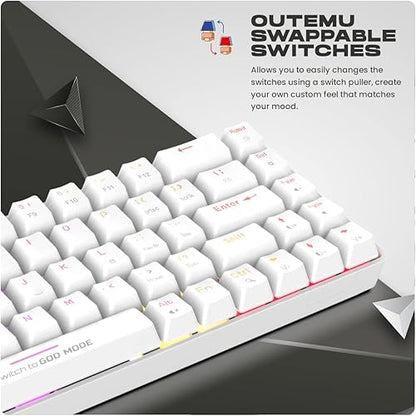 Cosmic Byte CB-GK-36 Artemis 68Key Per Key RGB Kabelgebundenes mechanisches Tastatur mit austauschbaren blauen Outemu-Schaltern und Software (Weiß)