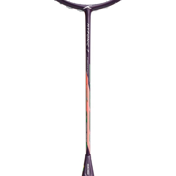 „Hundred HYFONIC 7 (4U) LILA/GRÜN Badmintonschläger, Material: Hyperweave-Kohlefaser,  Griff: G6”
