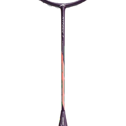 „Hundred HYFONIC 7 (4U) LILA/GRÜN Badmintonschläger, Material: Hyperweave-Kohlefaser,  Griff: G6”