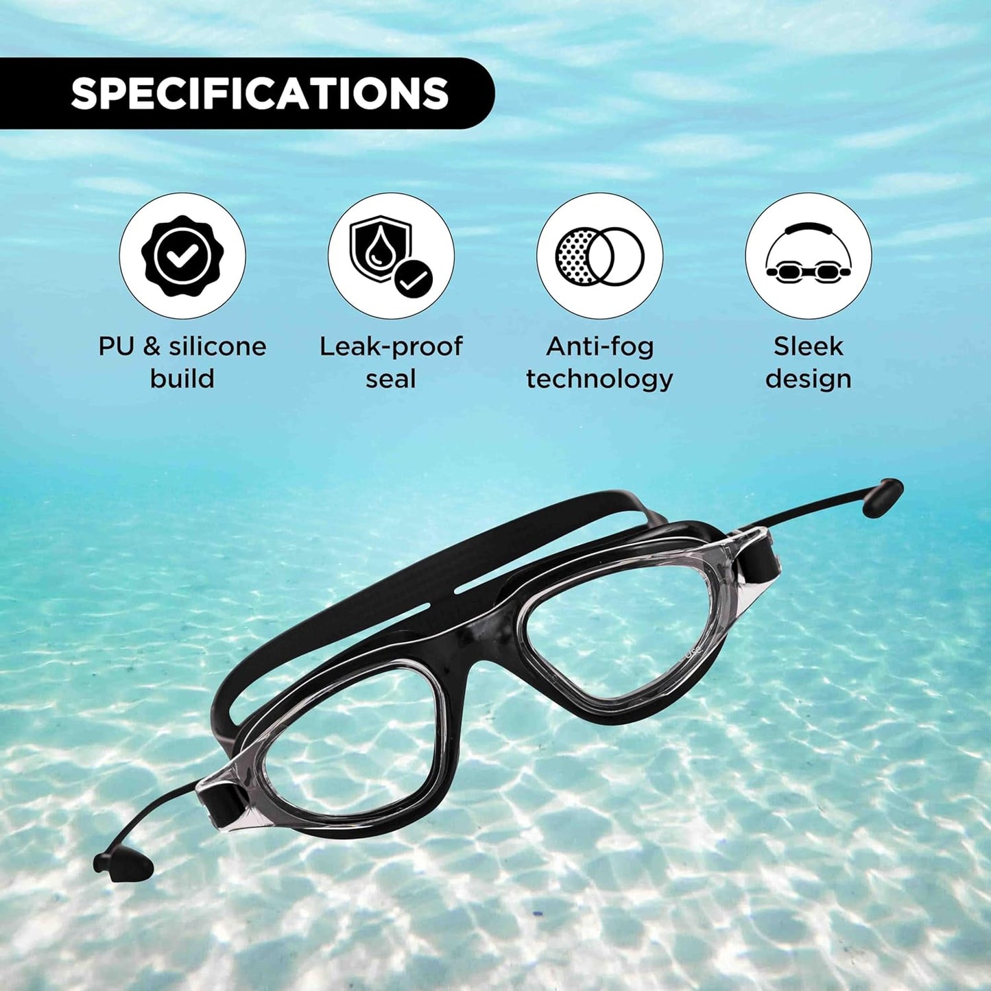Endless EL1002 Stylish Swimming Goggle with Anti-Fog and UV Protection Material : Silicon, Plastic | With Adjustable Strap and Ear Buds | Soft Silicon Gasket for Leak Proof | With Hard Case			