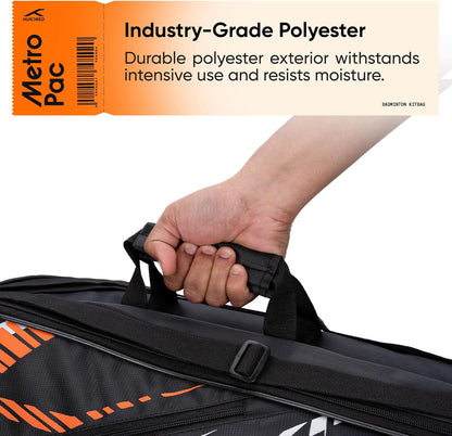 HUNDRED Metro Pack Badminton-Tasche, Unisex, 3 geräumige Fächer, doppelter Reißverschluss, Größe L