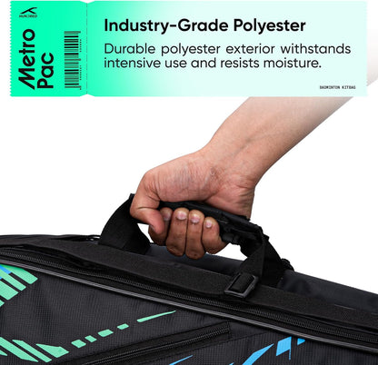 HUNDRED Metro Pack Badminton-Tasche, Unisex, 3 geräumige Fächer, doppelter Reißverschluss, Größe L
