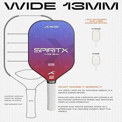 HUNDRED Spirit-X Wide Pickleball-Schläger | 13mm Kern | Power-Play | Inklusive Gratis-Tasche (Blau/Rot)