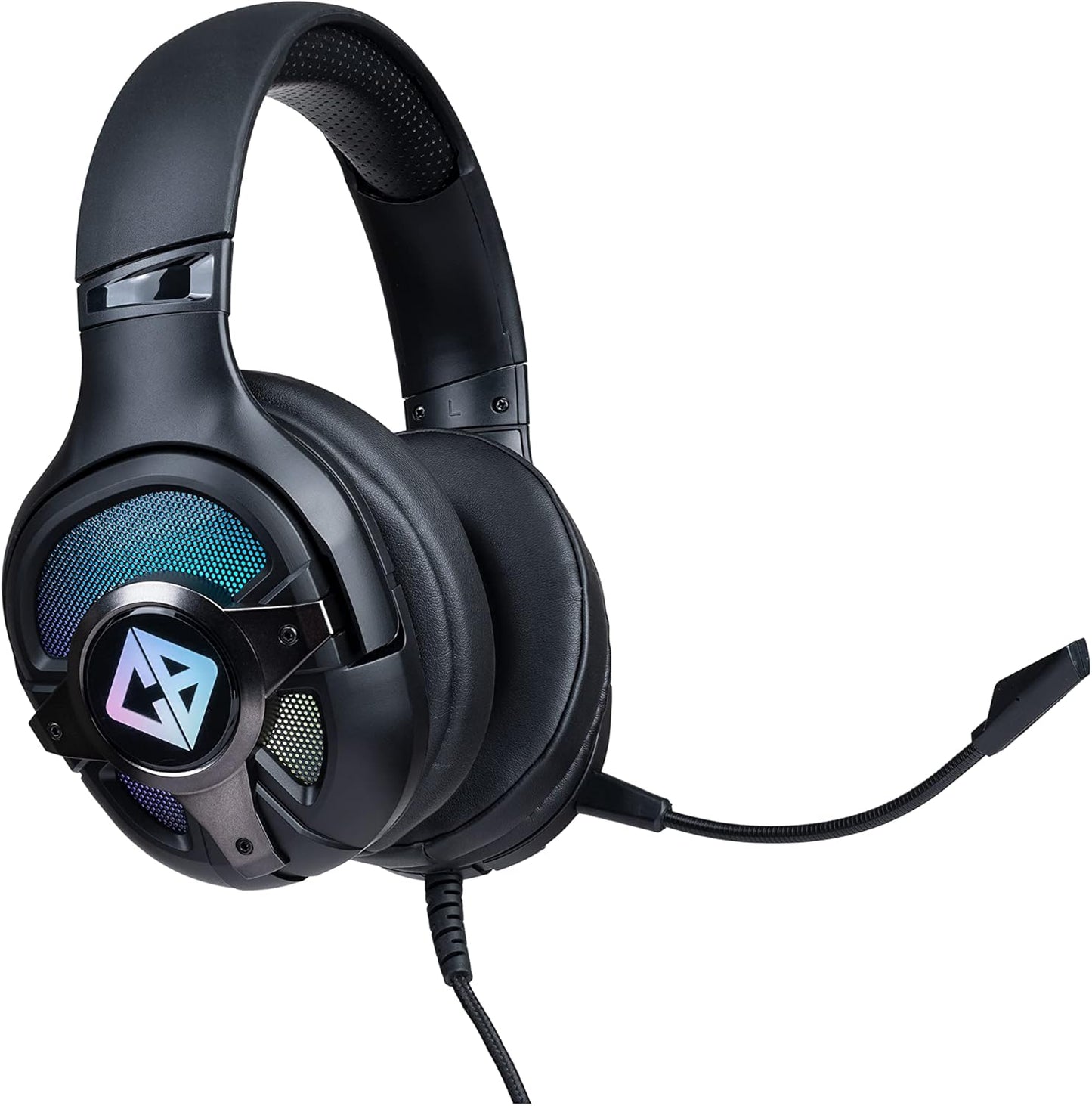 Cosmic Byte Oberon 7.1 RGB Gaming-Headset mit zwei Eingängen – USB und 3,5-mm-Klinkenstecker, abnehmbarem Mikrofon und um 90° drehbaren Ohrmuscheln (schwarz)