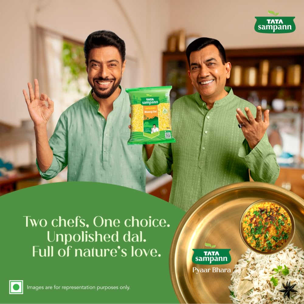 Tata Sampann Moong Dal (gelbe Kichererbsen, gespalten) 1 kg | Ungeschälte indische Linsen | Reich an Eiweiß und leicht verdaulich | Ideal für Suppen, Dal, Khichdi und gesunde Mahlzeiten