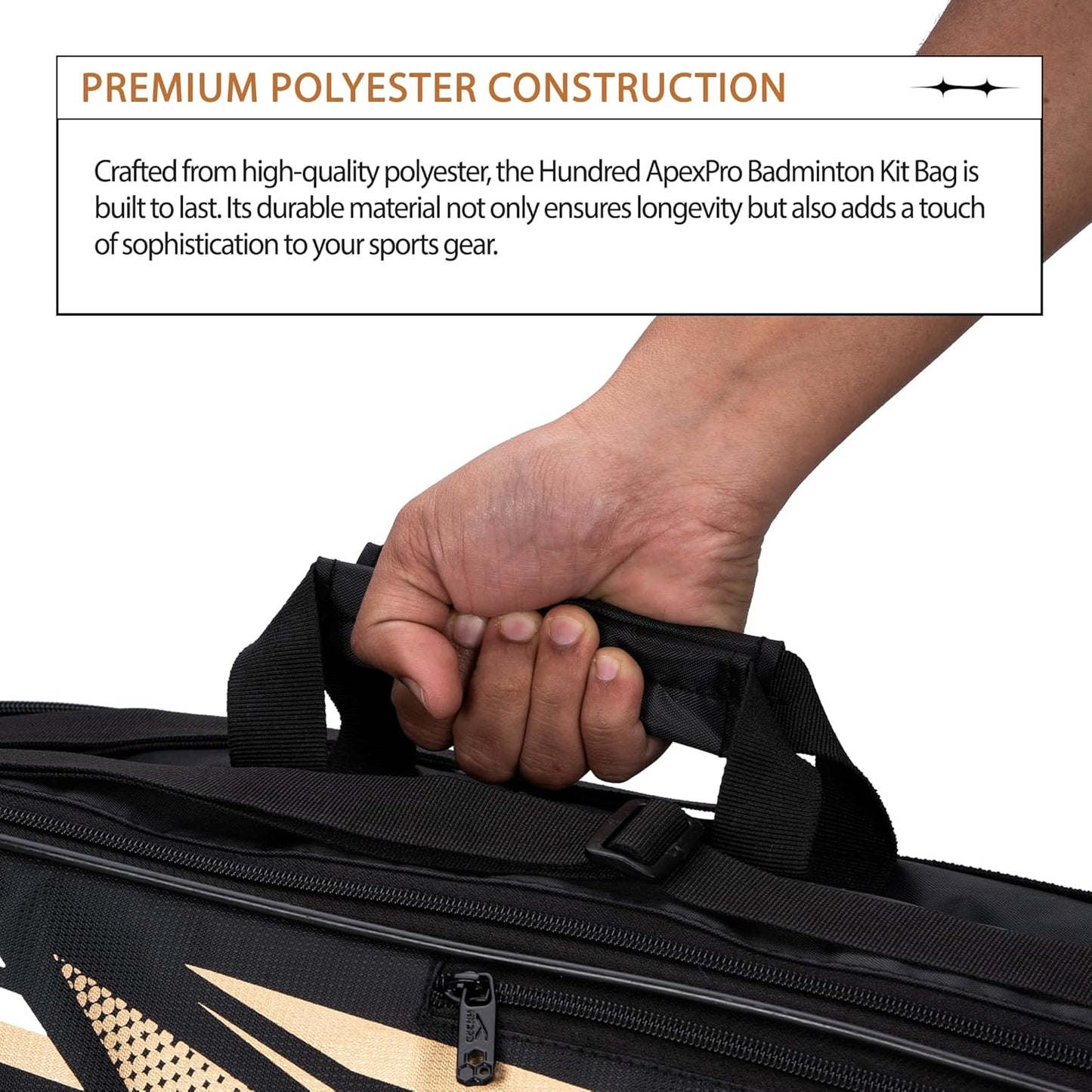 HUNDRED Urban Pod Badminton Kit Bag, 3 Spacious Compartments, Double Zip Closure
