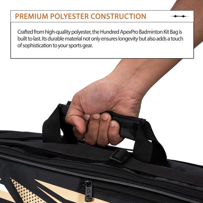HUNDRED Urban Pod Badminton Kit Bag, 3 Spacious Compartments, Double Zip Closure
