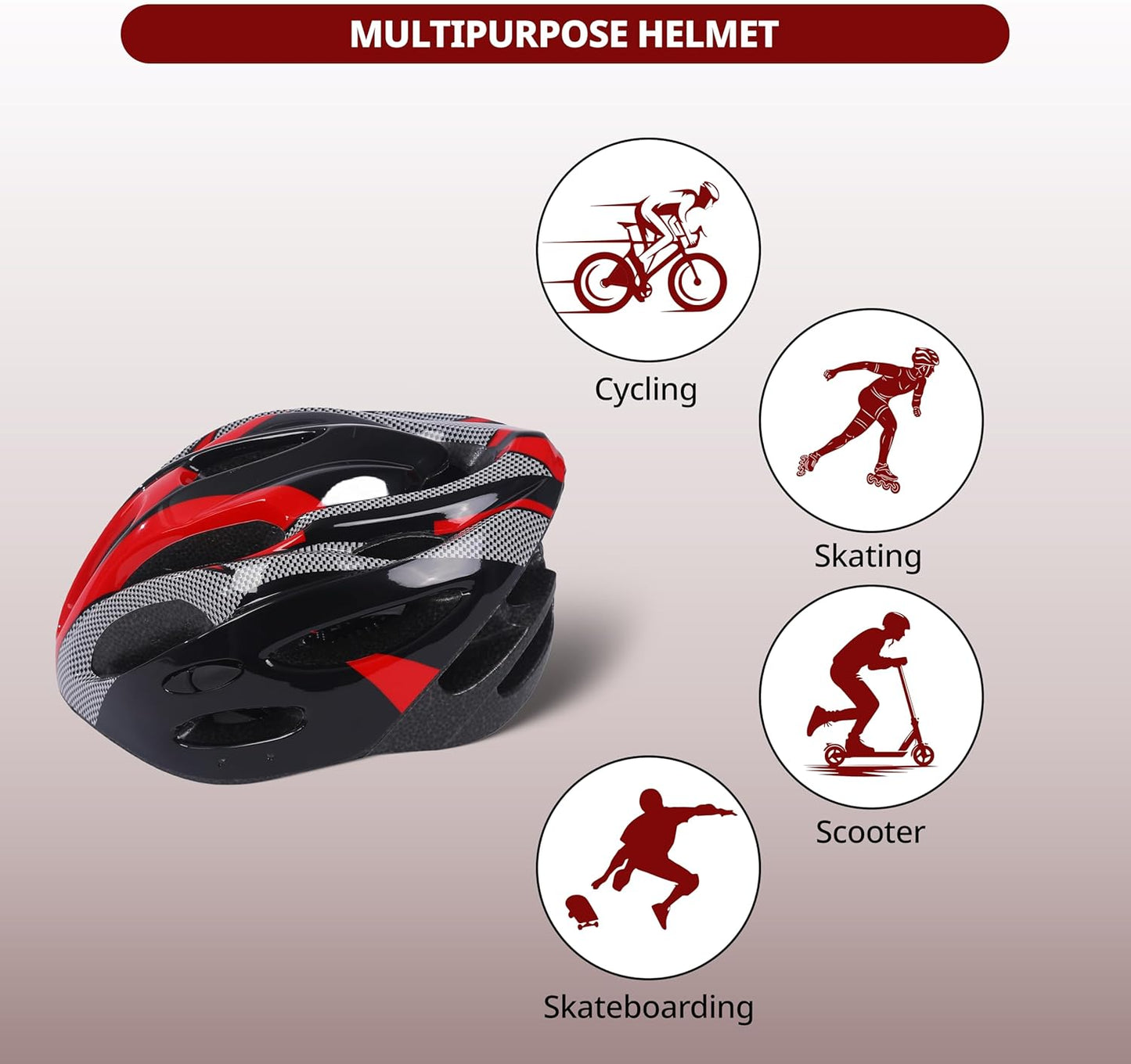 Endless EL1049 Cycle and Skates Helmet with Adjustable Strap | with Inside Cushioning Padding for Comfort | for Adults, Women and Men| Free Size| Material : Polycarbonate, EPS
