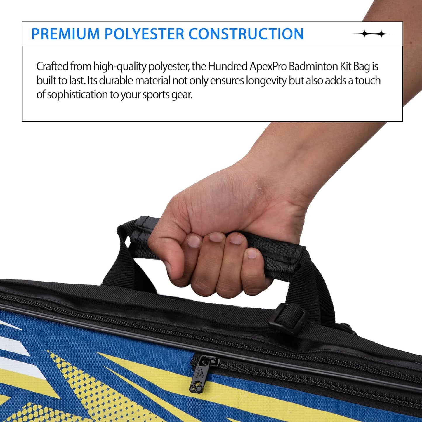 HUNDRED Urban Pod Badminton Kit Bag, 3 Spacious Compartments, Double Zip Closure
