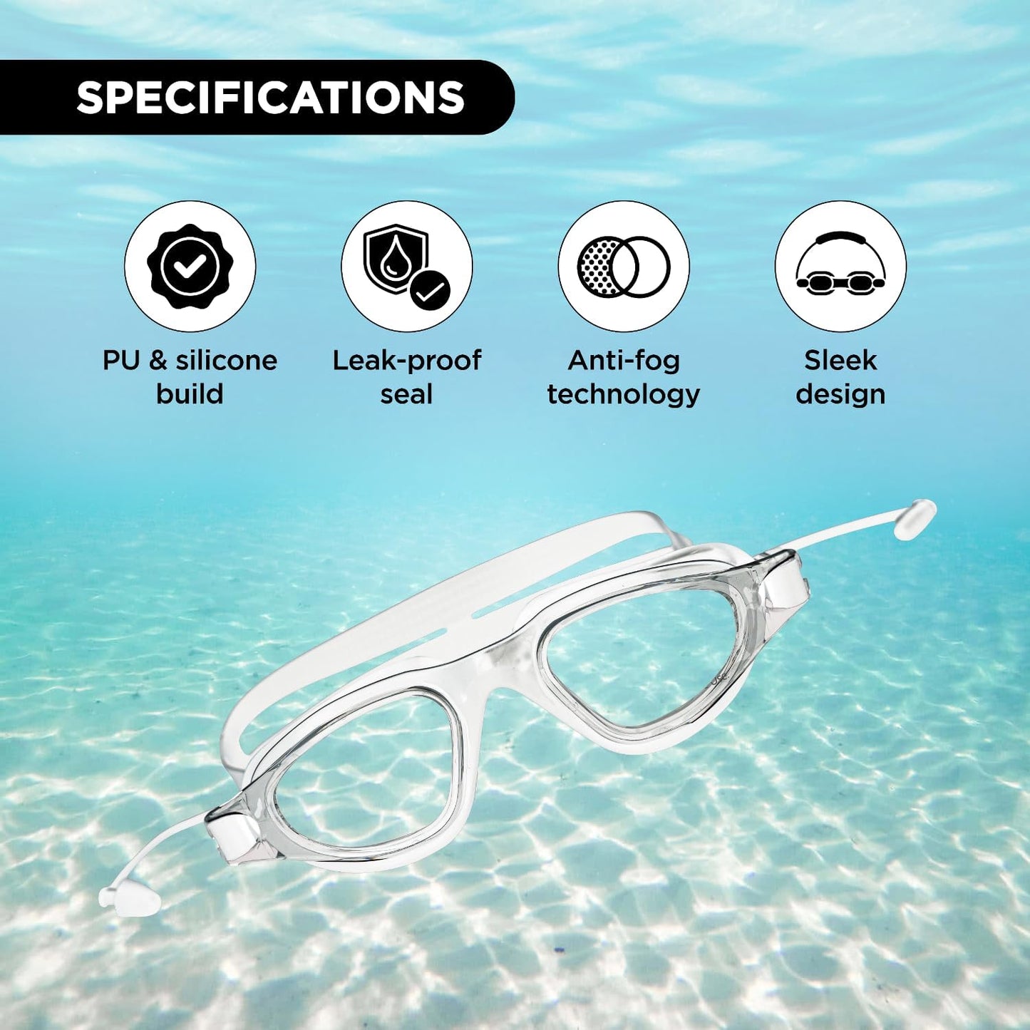 Endless EL1002 Stylish Swimming Goggle with Anti-Fog and UV Protection Material : Silicon, Plastic | With Adjustable Strap and Ear Buds | Soft Silicon Gasket for Leak Proof | With Hard Case			