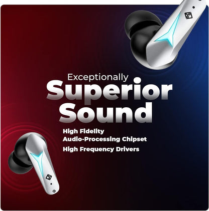 Cosmic Byte CosmoBuds X200 True Wireless Earbuds (TWS), BT 5.3, 38 ms Latenz GOD Mode™, Musikmodus, 40 Stunden, ENC, IPX5, Sprachassistent