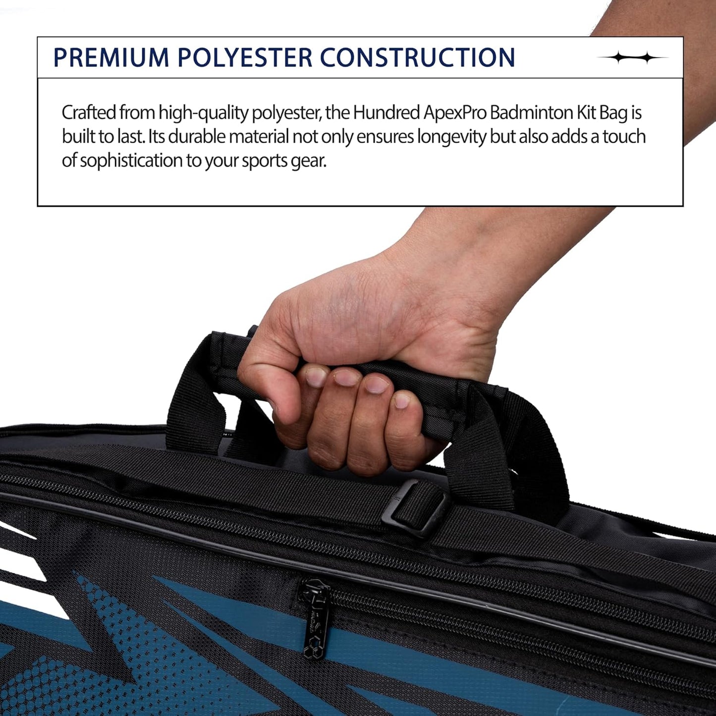 HUNDRED Urban Pod Badminton Kit Bag, 3 Spacious Compartments, Double Zip Closure
