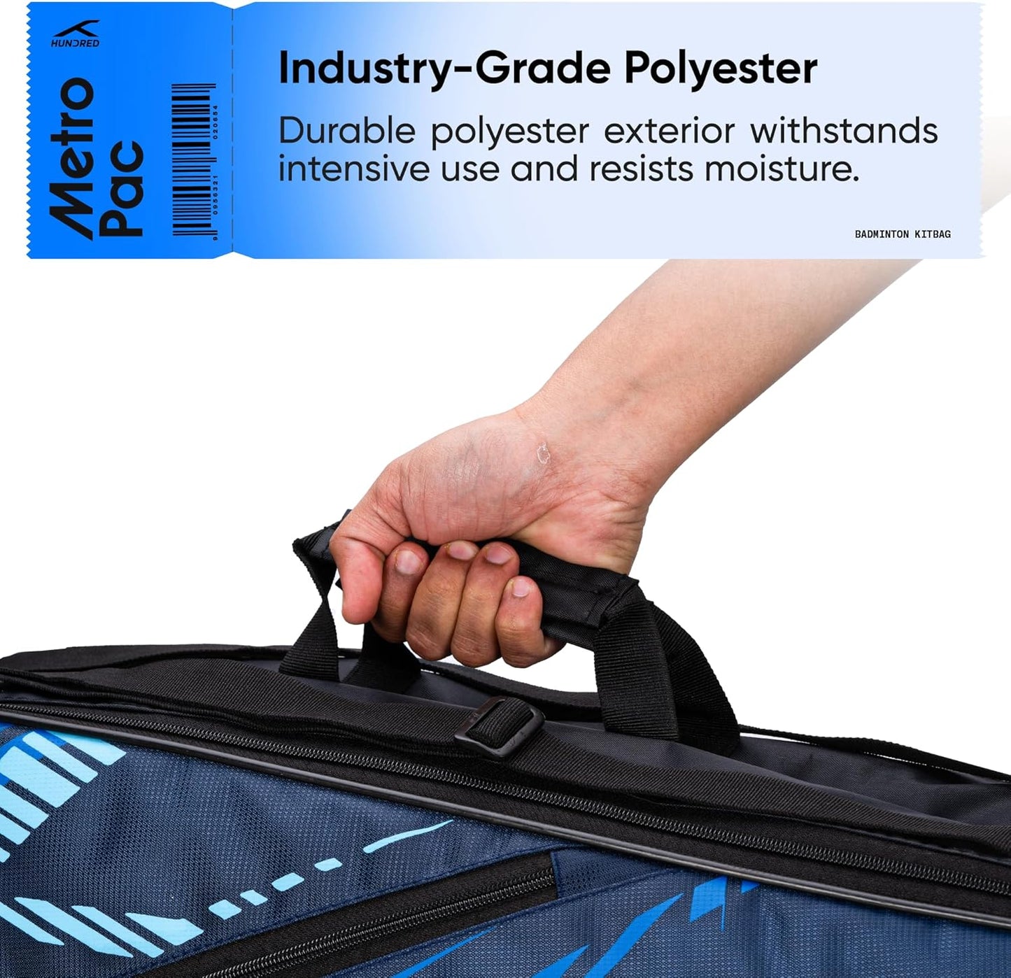 HUNDRED Metro Pack Badminton-Tasche, Unisex, 3 geräumige Fächer, doppelter Reißverschluss, Größe L