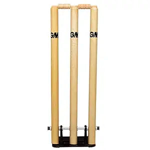 GM Spring Cricket Stumps Set | Color: Beige | Size: Standard | For Men & Boys | Material: Wood | Spring Loaded Base | Portable & Comfortable