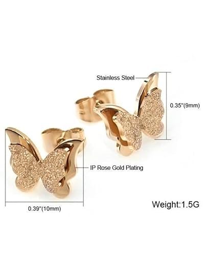 YouBella Jewelry Butterfly Design Gold Surgical Steel Stud Earrings for Girls and Women