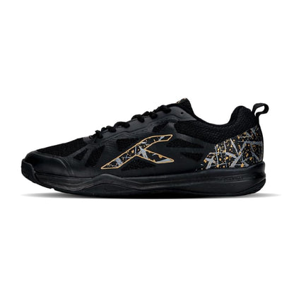 HUNDRED Blade Non-Marking Professional Badminton Shoes for Men (Black/Gold, Size: EU 41/UK 7/US 8) | Material: TPU/Rubber | Suitable for Indoor Tennis/Squash/Table Tennis/Basketball & Padel