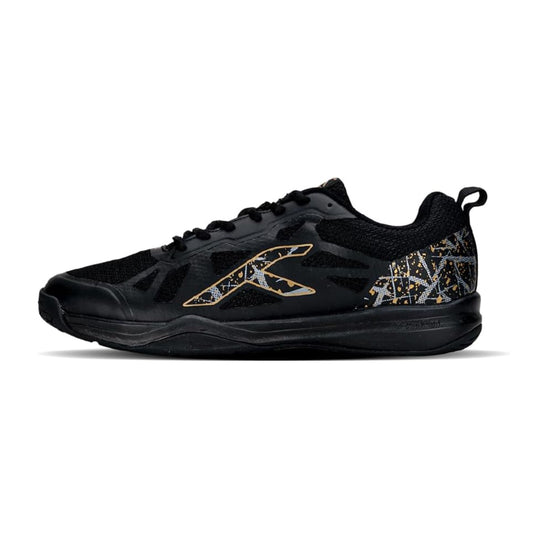 HUNDRED Blade Non-Marking Professional Badminton Shoes for Men (Black/Gold, Size: EU 41/UK 7/US 8) | Material: TPU/Rubber | Suitable for Indoor Tennis/Squash/Table Tennis/Basketball & Padel