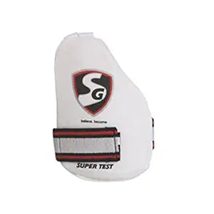 SG Super Test Cricket Inner Thigh Pads | White | Size: Adult | For Men & Boys | Left Handed | Adjustable Strap | Lightweight