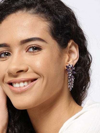 YouBella Schmuckgeschenke Stilvolle, moderne westliche Ohrringe Vergoldete Kristallohrringe für Mädchen und Frauen (lila)