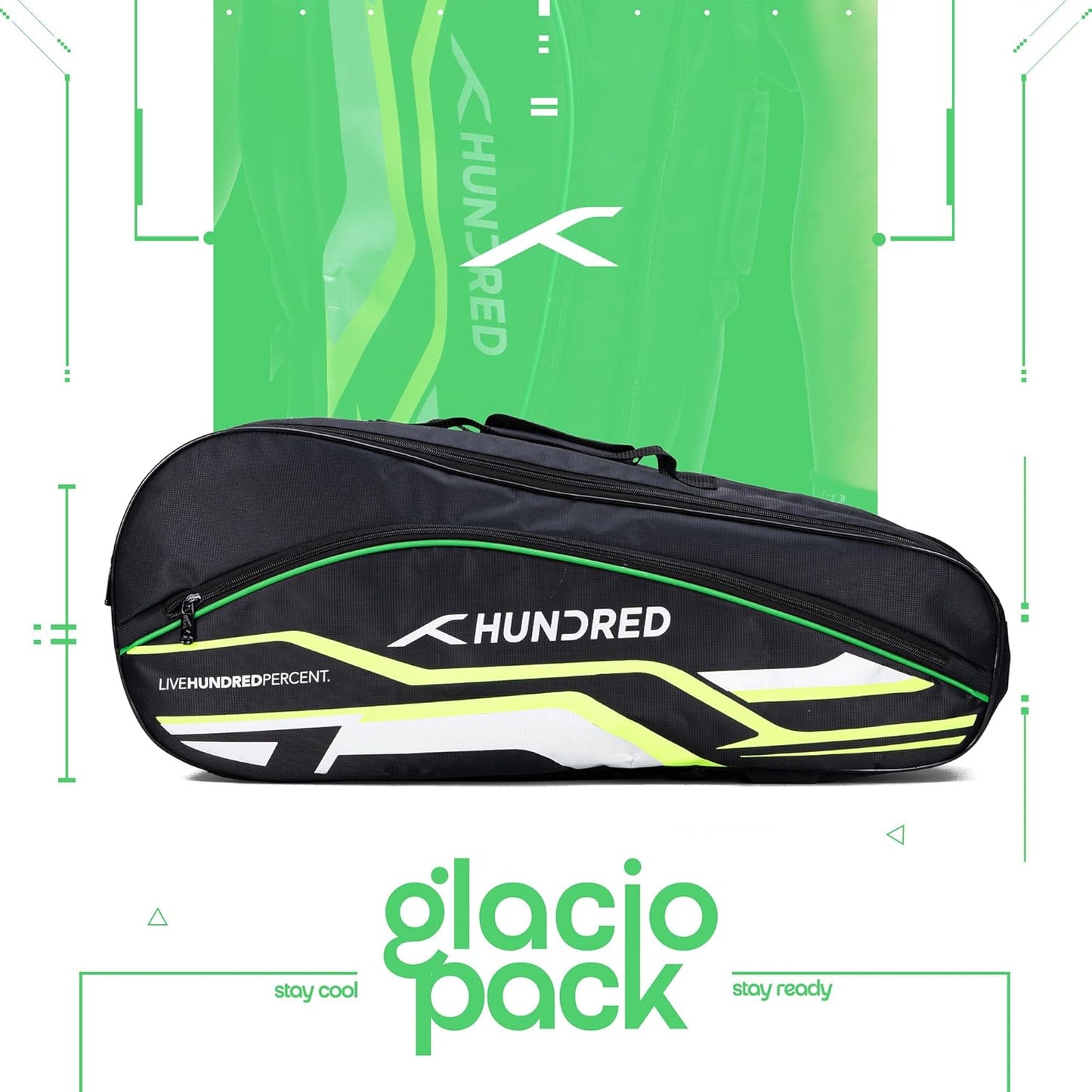 Hundred Glacio Pack Sporttasche – große Sporttasche mit separatem Schuhfach, isolierten Fächern, Tasche für nasse Kleidung und verstellbaren Trägern