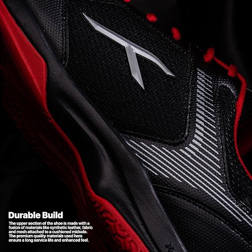 Hundred Court Star Nicht markierende professionelle Badmintonschuhe für Herren (Schwarz Rot)