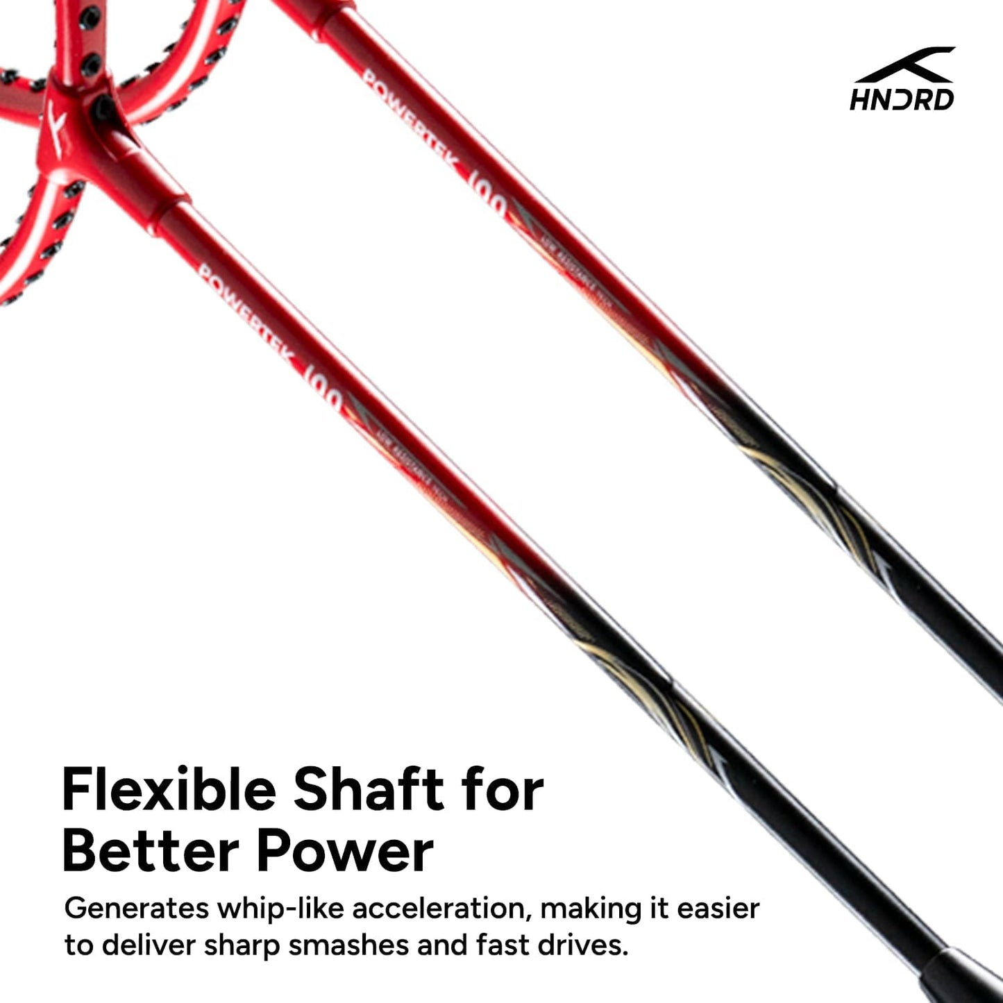 HUNDRED POWERTEK 100 (Set of 2) Badminton Racket with Full Cover (115g, Red/Black)