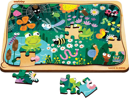 Webby Amazing Bugs Holzpuzzle | 40 Teile | Lernpuzzle für 3- bis 6-Jährige | Fördert die Konzentration und die Fähigkeit zum Lösen von Problemen | Inklusive Holzschale zur einfachen Aufbewahrung