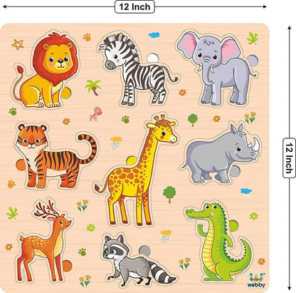 Webby Holz-Lernpuzzle-Spielzeug für Jungen und Mädchen Verbessert die visuelle Wahrnehmung, Form- und Farberkennung Fördert das Gedächtnis und die Feinmotorik Kindersicheres Design