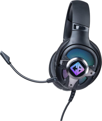 Cosmic Byte Oberon 7.1 RGB Gaming-Headset mit zwei Eingängen – USB und 3,5-mm-Klinkenstecker, abnehmbarem Mikrofon und um 90° drehbaren Ohrmuscheln (schwarz)