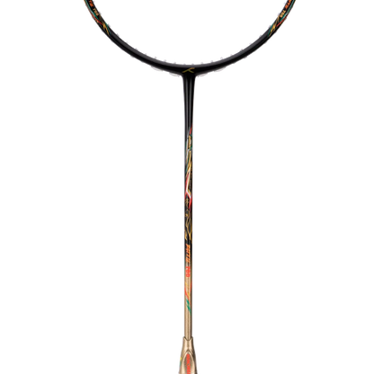 HUNDRED Battle 700 Unbespanntes Badmintonschläger | Material: Kohlefaser | Rahmenform: Curve Squared | Leichtgewicht (82 g) | Flexibler Schaft | Balancepunkt: 300 mm | Profi-Niveau | Griffgröße: G6 | Charcoal/Gold/Orange