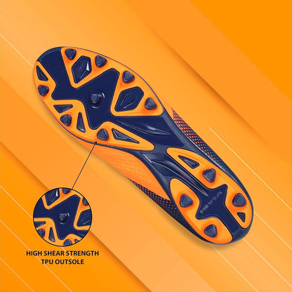 Nivia Ashtang Football Shoes (Black/Orange, 3 UK/ 4 US / 37 EU) | Synthetic Leather | PVC sole | Lace-Fastening | Padded Football			