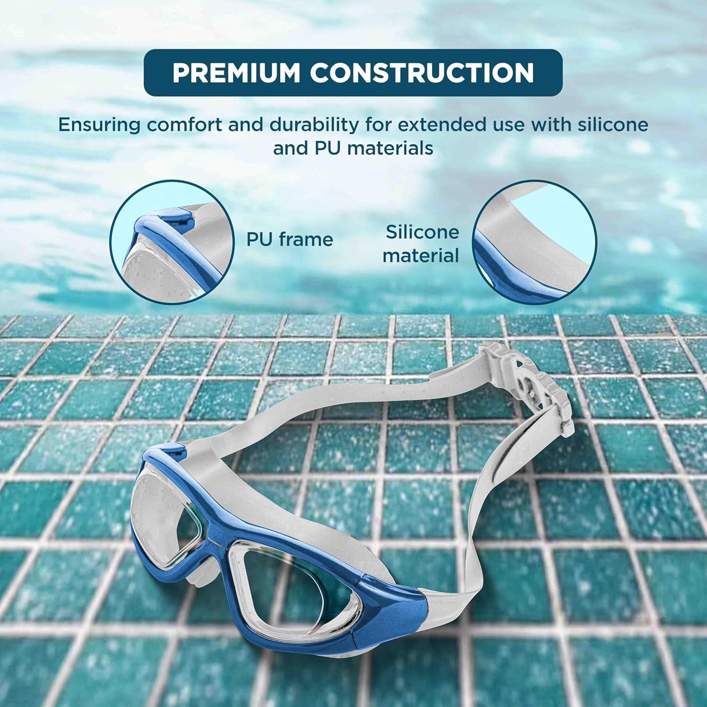 Endless EL1007 Premium-Schwimmbrille mit Antibeschlag- und UV-Schutz  Material: Silikon, PU | Stilvolle Brille mit 180-Grad-Weitwinkel | Weiche Silikondichtung für Dichtheit | Mit Hartschalenetui