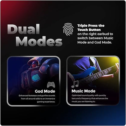 Cosmic Byte CosmoBuds X200 True Wireless Earbuds (TWS), BT 5.3, 38 ms Latenz GOD Mode™, Musikmodus, 40 Stunden, ENC, IPX5, Sprachassistent