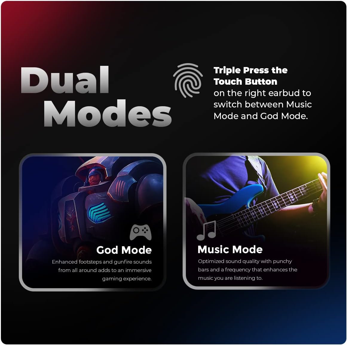 Cosmic Byte CosmoBuds X200 True Wireless Earbuds (TWS), BT 5.3, 38 ms Latenz GOD Mode™, Musikmodus, 40 Stunden, ENC, IPX5, Sprachassistent