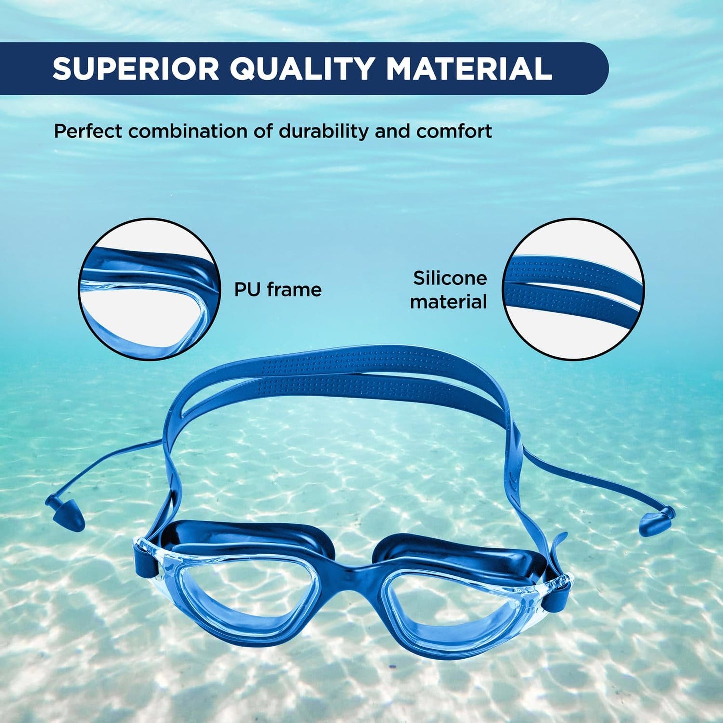 Endless EL1002 Stylish Swimming Goggle with Anti-Fog and UV Protection Material : Silicon, Plastic | With Adjustable Strap and Ear Buds | Soft Silicon Gasket for Leak Proof | With Hard Case			