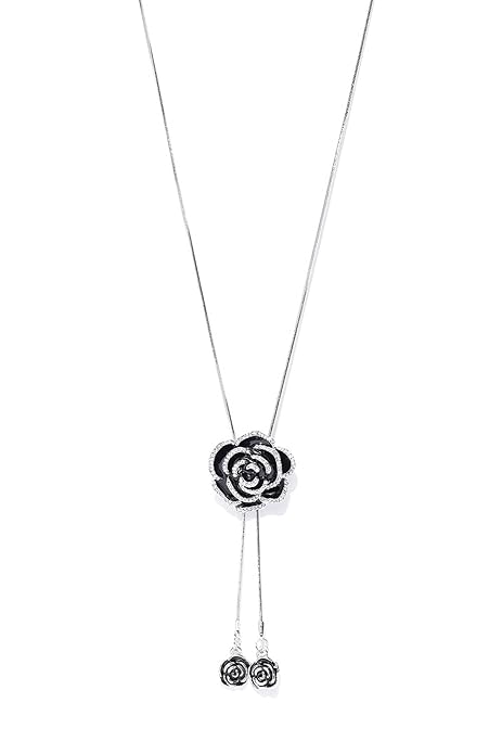 YouBella Long Chain, Silver Plated Necklace Pendant for Women and Girls