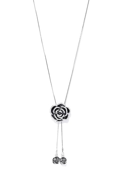 YouBella Long Chain, Silver Plated Necklace Pendant for Women and Girls