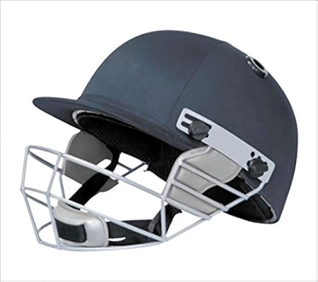 SS Premium Cricket-Helm | (Blau/Größe: Medium) | Material: ABC Polystyrol | Für Männer & Jungen | Festes Federstahlgitter | Rückenstützriemen | Nackenschutz | Leichtgewicht | Professioneller Helm | Einstellbar