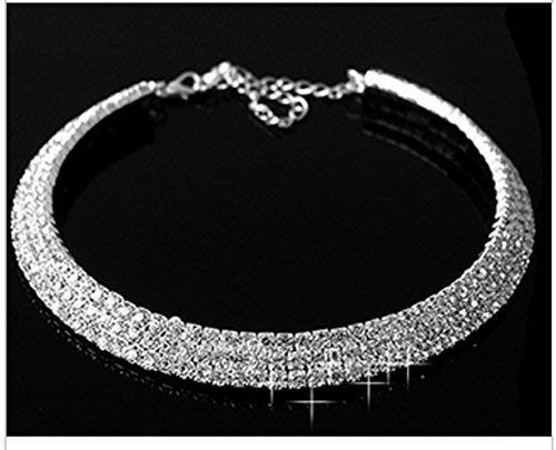 YouBella Crystal Rhinestone 3 Layers Necklace | Silver | Material: Crystal and Brass | Fashionable Jewelry | For Women &amp; Girls | Durable Design