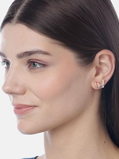 YouBella Jewelry Butterfly Design Gold Surgical Steel Stud Earrings for Girls and Women
