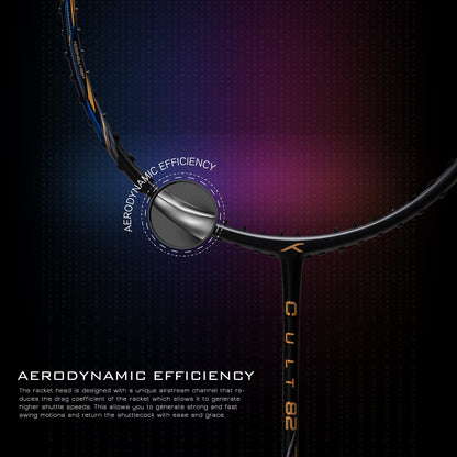 Hundred Cult 82 Carbon Fibre Unstrung Badminton Racket with Full Racket Cover for Intermediate Players
