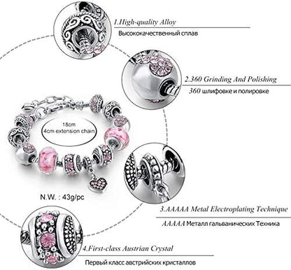 YouBella Jewellery Silver Plated Stylish Latest Crystal Bracelet Bangle Jewellery For Girls and Women (Blue)