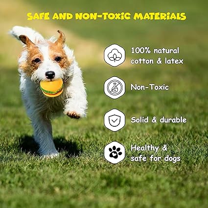 FUNFY 7 Pcs Puppy Kauspielzeug für Hund Zahnen | Hund Kauspielzeug mit Seil Spielzeug, mehrere Treaded Ball Form Seile, Star Fish Toy, Burger und Quietschspielzeug für kleine mittlere Hunde