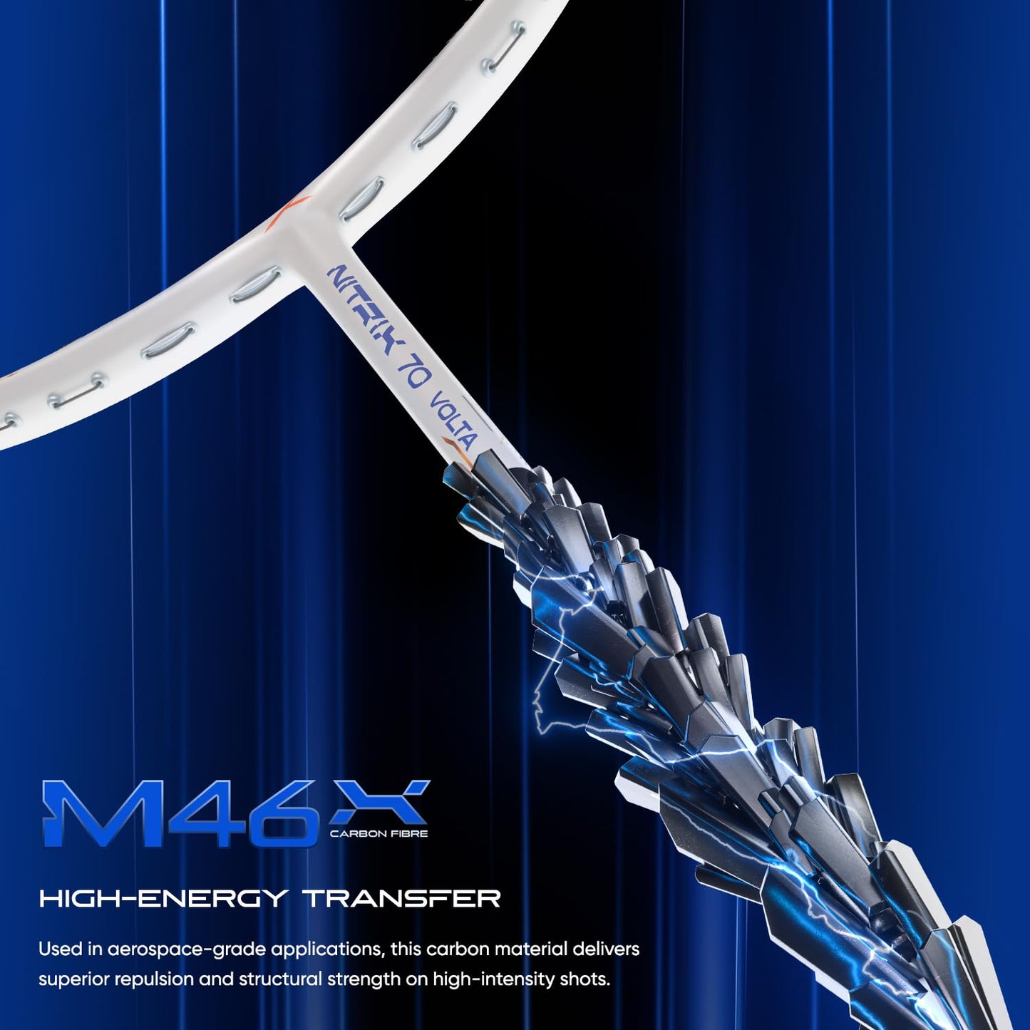 Hundred Nitrix 70 Volta Badmintonschläger mit Vollschutz | ≤32 lbs | Kopfschwer – Kraft und Geschwindigkeit | Hochwertige Carbon-Konstruktion | Aggressive Smashes und schnelle Clears (Weiß/Kupfer)