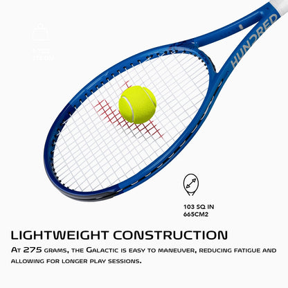 Hundred Galactic Strung Tennisschläger mit Vollschutzhülle | 4-Punkte-Kopfgewichtung | Griffgröße 2 (10,8 cm) | 275 Gramm