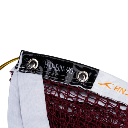 Hundred HD BN-90 Badminton-Netz (braun) – Professionelles Turniernetz mit 1,8 cm Maschenweite und Stahlkernseil