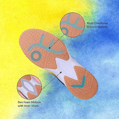 Nivia HY - Court 2.0 Badminton Shoes (Yellow/Blue, 7 UK / 8 US / 41 EU) | For Mens and Boys | Non - Marking Round Sole			