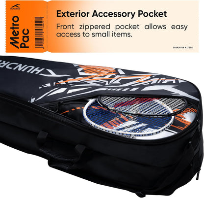 HUNDRED Metro Pack Badminton-Tasche, Unisex, 3 geräumige Fächer, doppelter Reißverschluss, Größe L