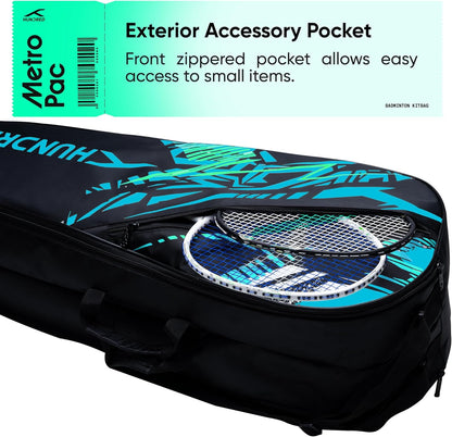 HUNDRED Metro Pack Badminton-Tasche, Unisex, 3 geräumige Fächer, doppelter Reißverschluss, Größe L